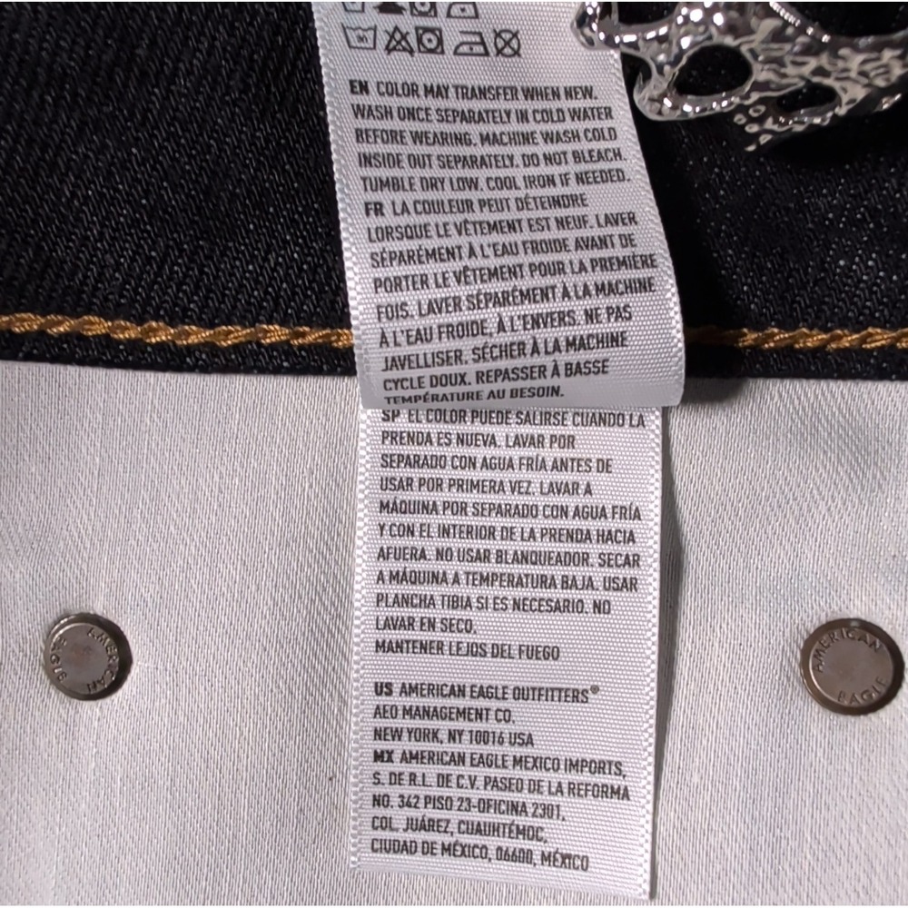NWT American‎ Eagle Raw Selvedge Denim Jeans Men 28x28 Slim Dark Wash Crop Pants - Picture 16 of 16